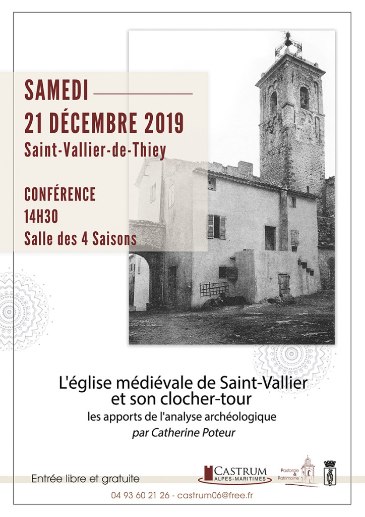 conférence clocher, saint vallier de thiey, patrimoine, pastorale et patrimoine, castrum saint cézaire sur siagne, alpes maritimes, 06, archéologie 06